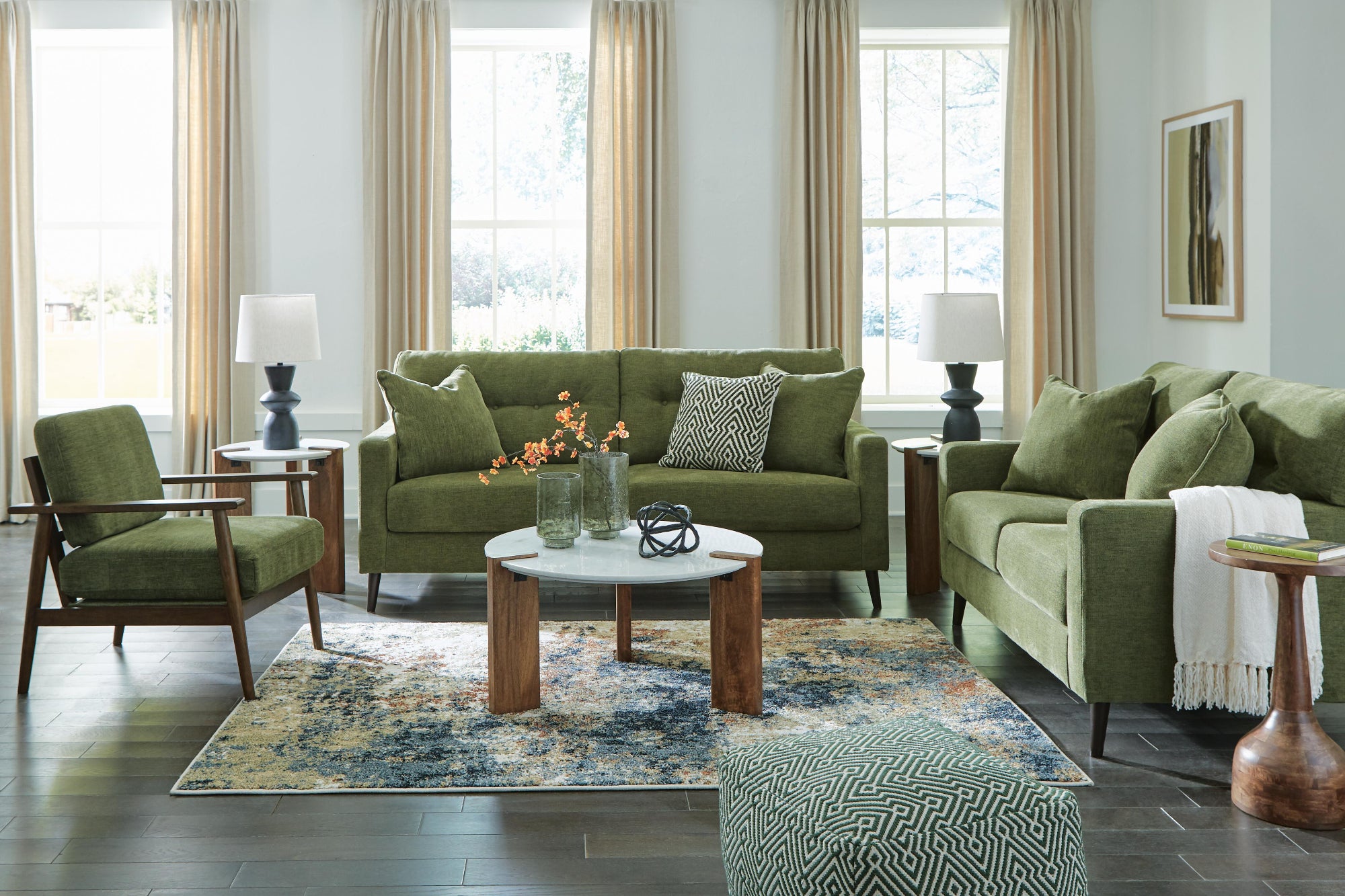 Bixler Sofa, Loveseat and Chair - Olive (17)