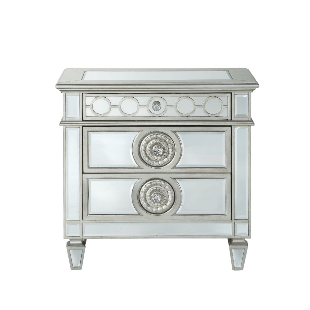 Varian Nightstand in Mirrored & Sliver