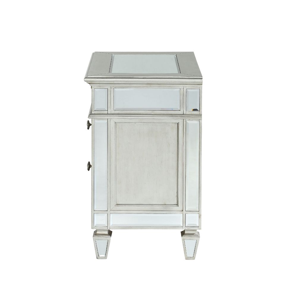 Varian Nightstand in Mirrored & Sliver