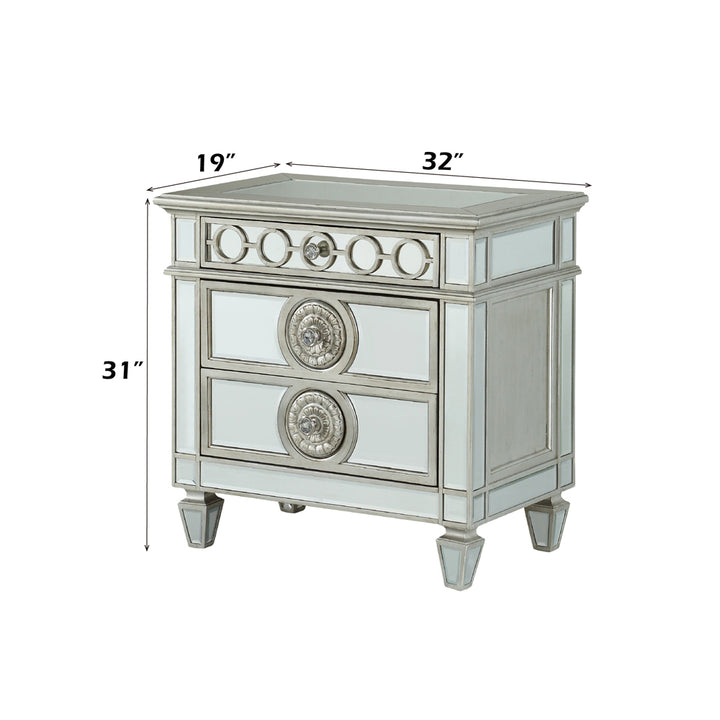 Varian Nightstand in Mirrored &amp; Sliver - dimensions