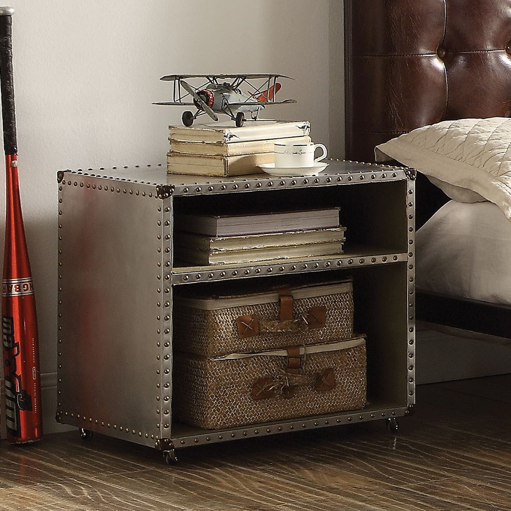 Brancaster Nightstand with USB in Aluminum