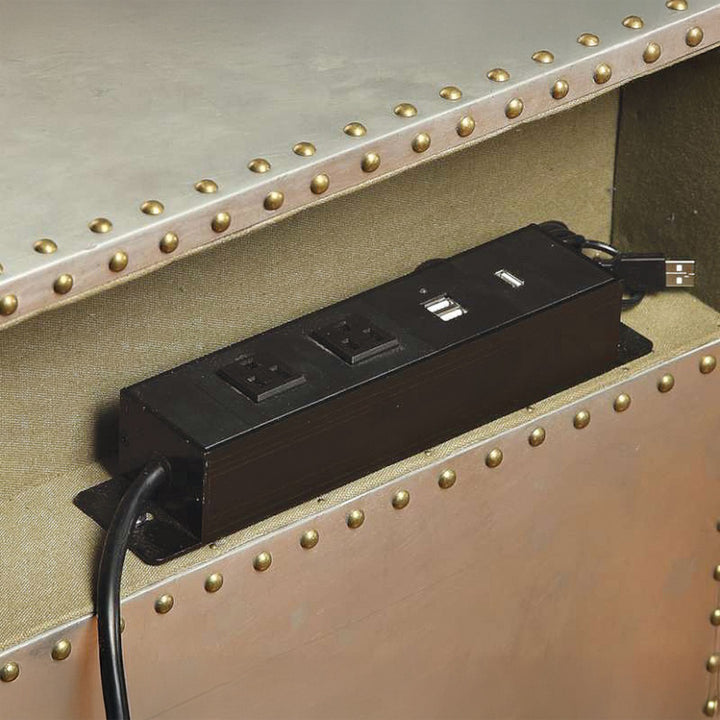 Brancaster Nightstand with USB in Aluminum