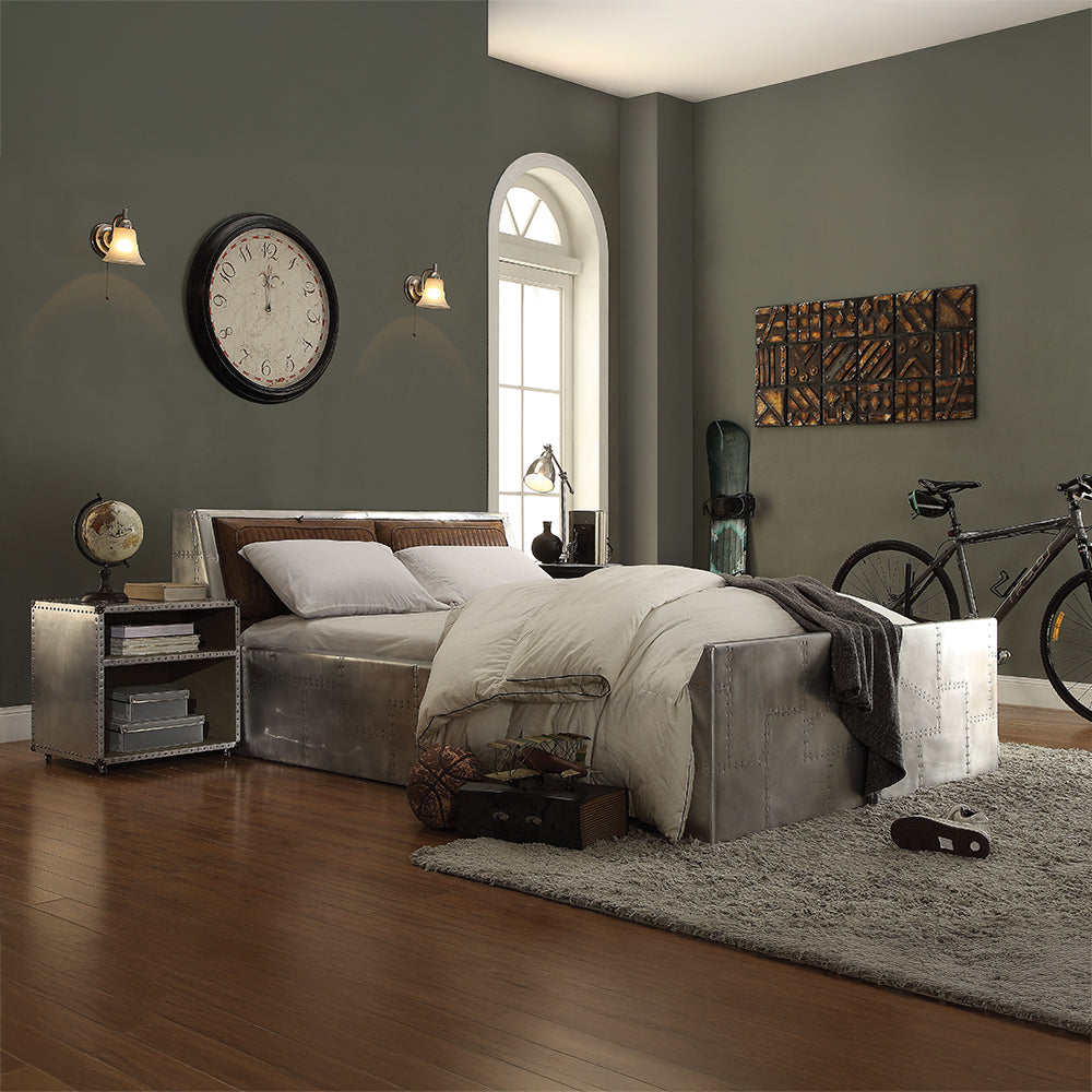 Brancaster Nightstand with USB in Aluminum