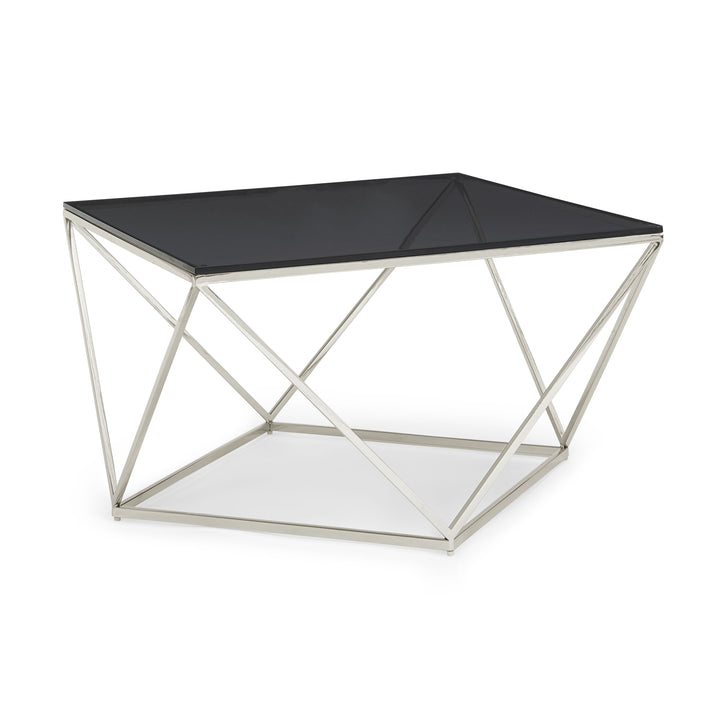 Modus Furniture 4Vg521 Aria Smoked Glass And Polished Stainless Steel Coffee Table