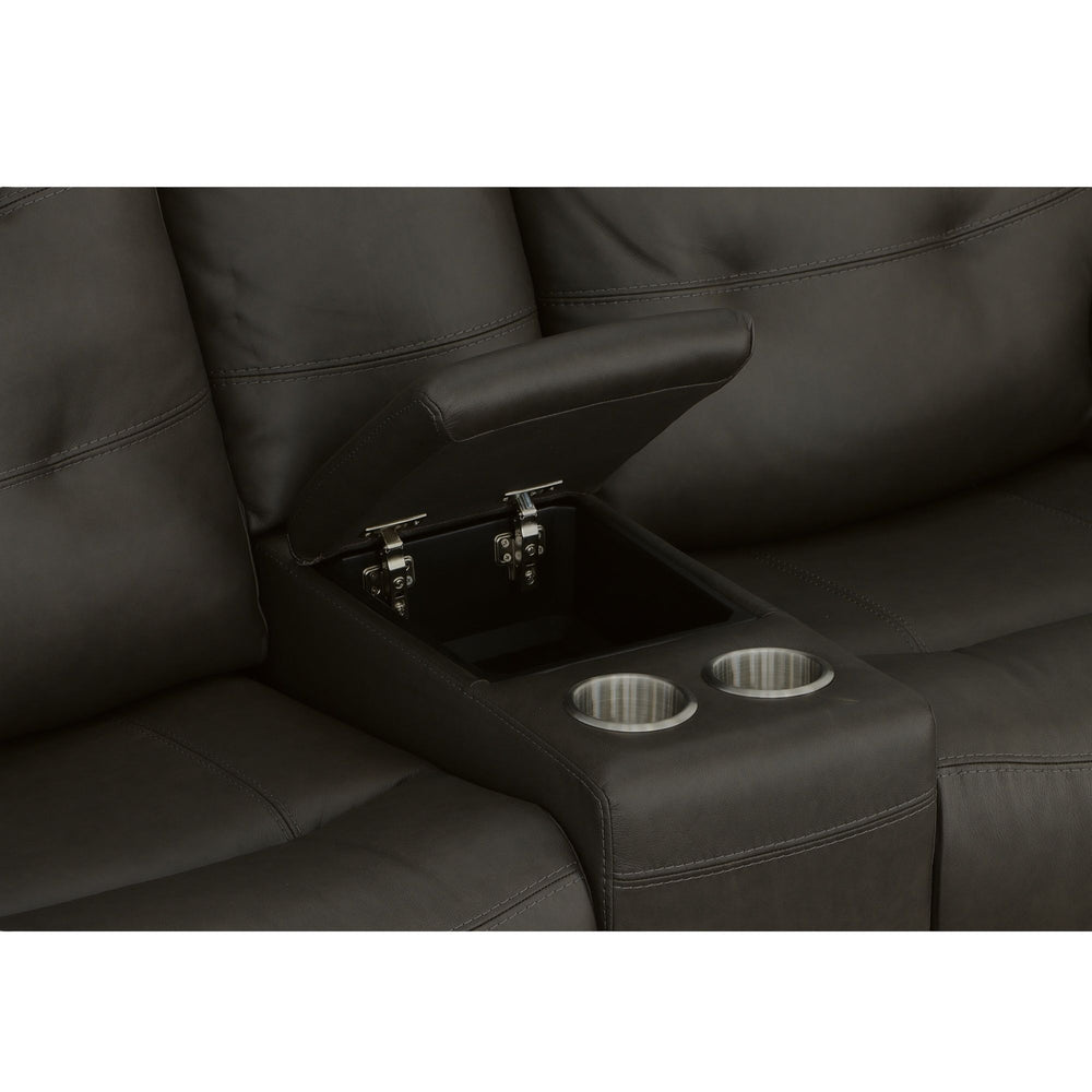 Iris Power Reclining Loveseat With Console & Power Headrests Charcoal