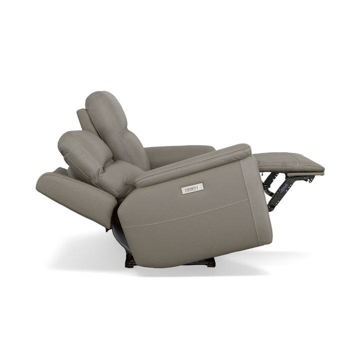 Sawyer Leather Power Reclining Loveseat w/ Pwr Headrests, Lumbar in Grey