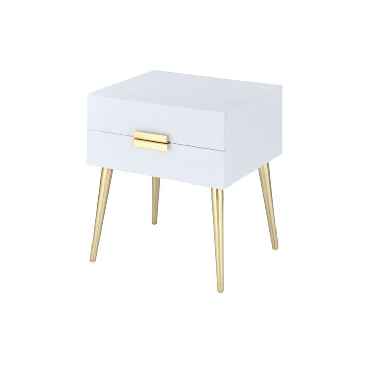 Denvor - End Table - White & Gold