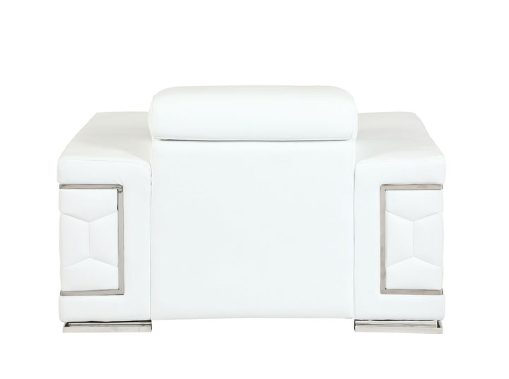 DivanItalia 692 Chair with Adjustable Headrest in Top-Grain Italian Leather - White