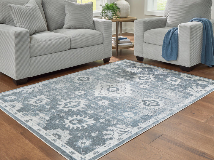 Avanworths - 5' x 7' Washable Rug - Blue / Gray / Ivory by Ashley Furniture product image