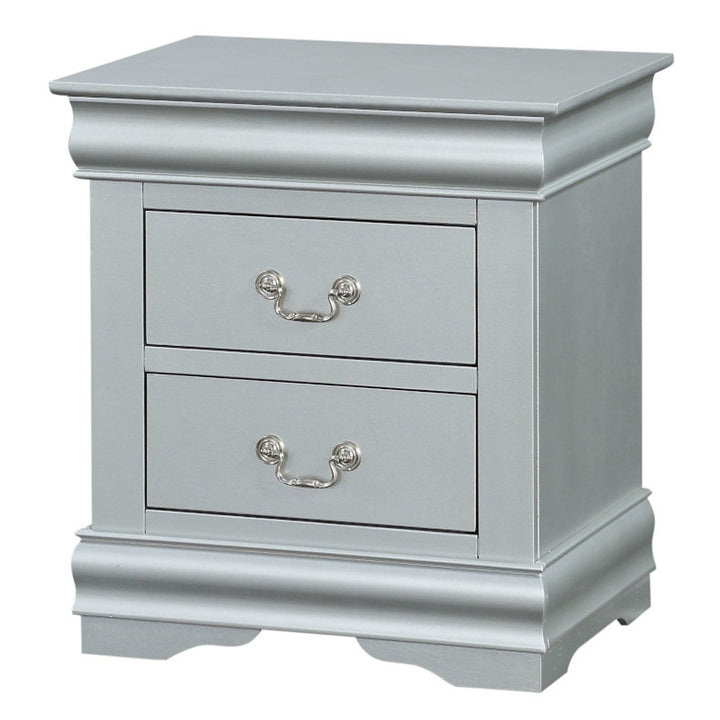 Louis Philippe III Nightstand in Platinum Finish