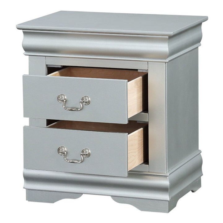 Louis Philippe III Nightstand in Platinum Finish