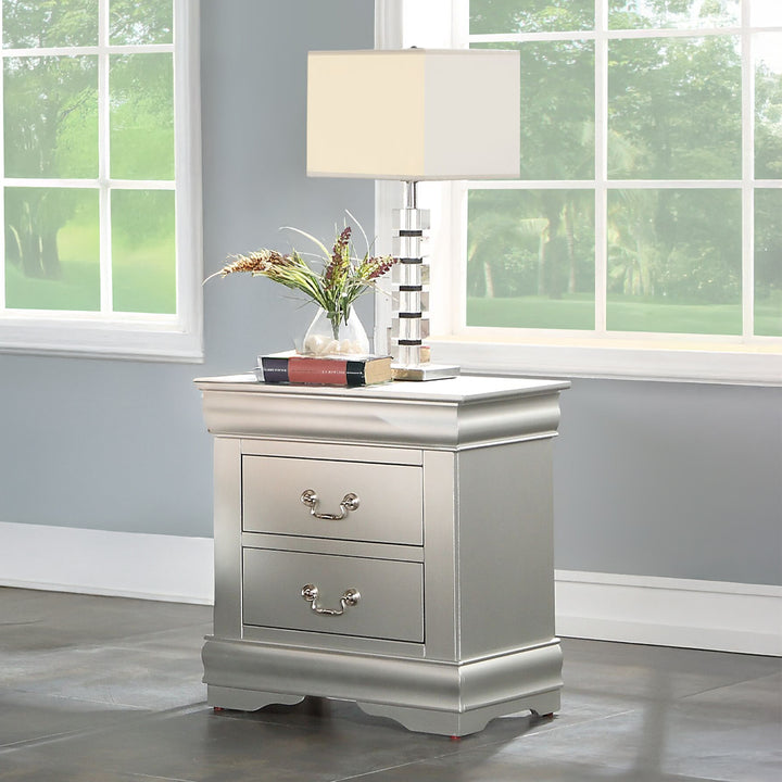 Louis Philippe III Nightstand in Platinum Finish