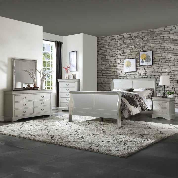 Louis Philippe III Nightstand in Platinum Finish