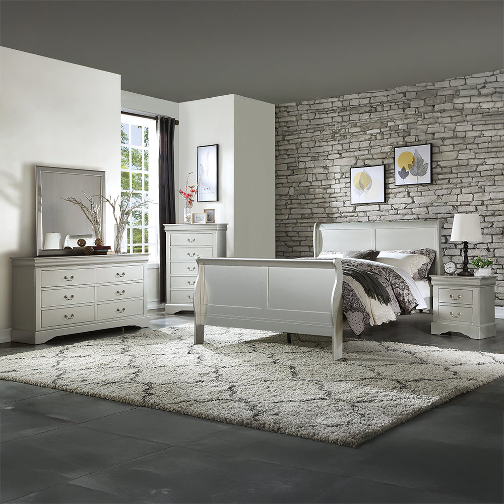 Louis Philippe III Nightstand in Platinum Finish