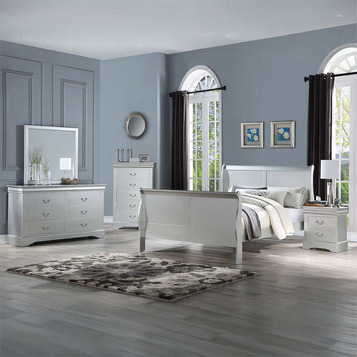 Louis Philippe III Nightstand in Platinum Finish