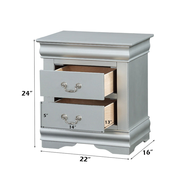 Louis Philippe III Nightstand in Platinum Finish - dimensions