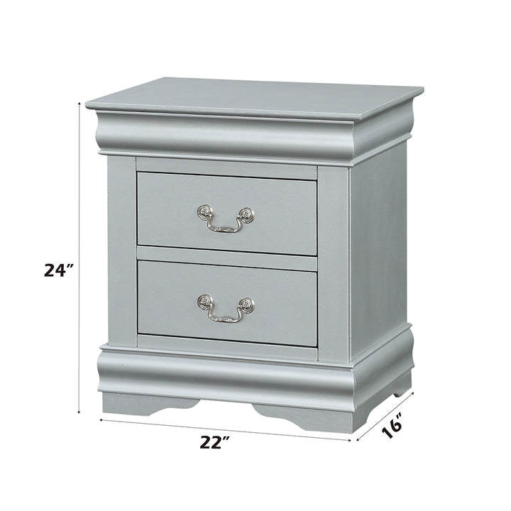 Louis Philippe III Nightstand in Platinum Finish - line drawing