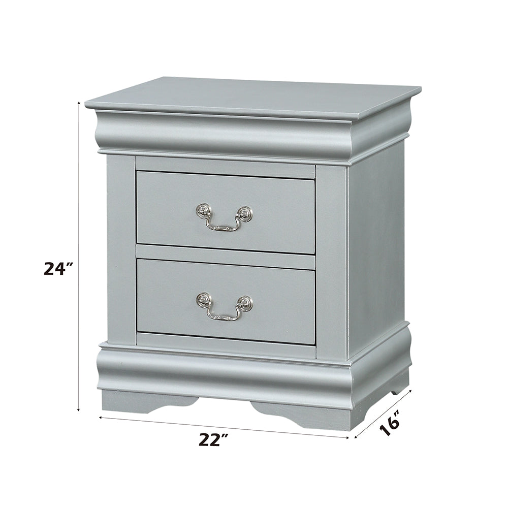 Louis Philippe III Nightstand in Platinum Finish - line drawing