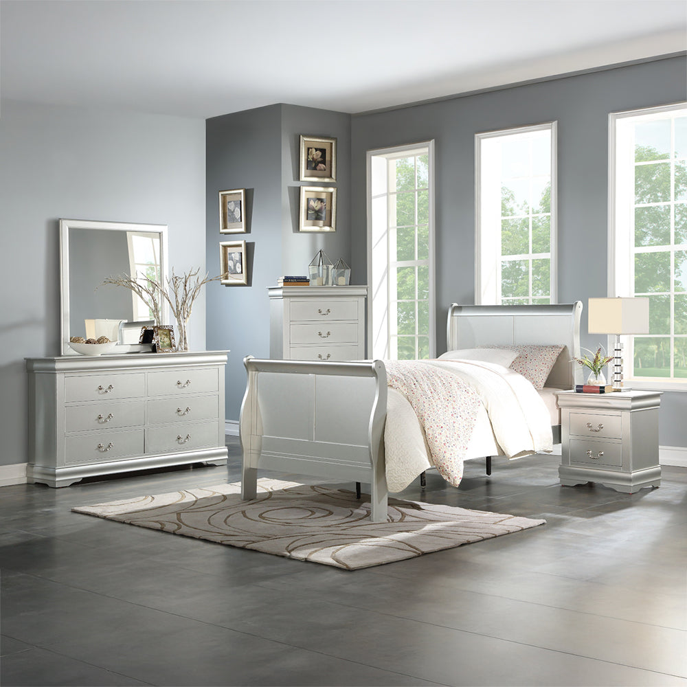 Louis Philippe III Nightstand in Platinum Finish - lifestyle