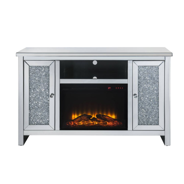 Noralie - 36" TV Stand With Fireplace - Mirrored & Faux Diamonds