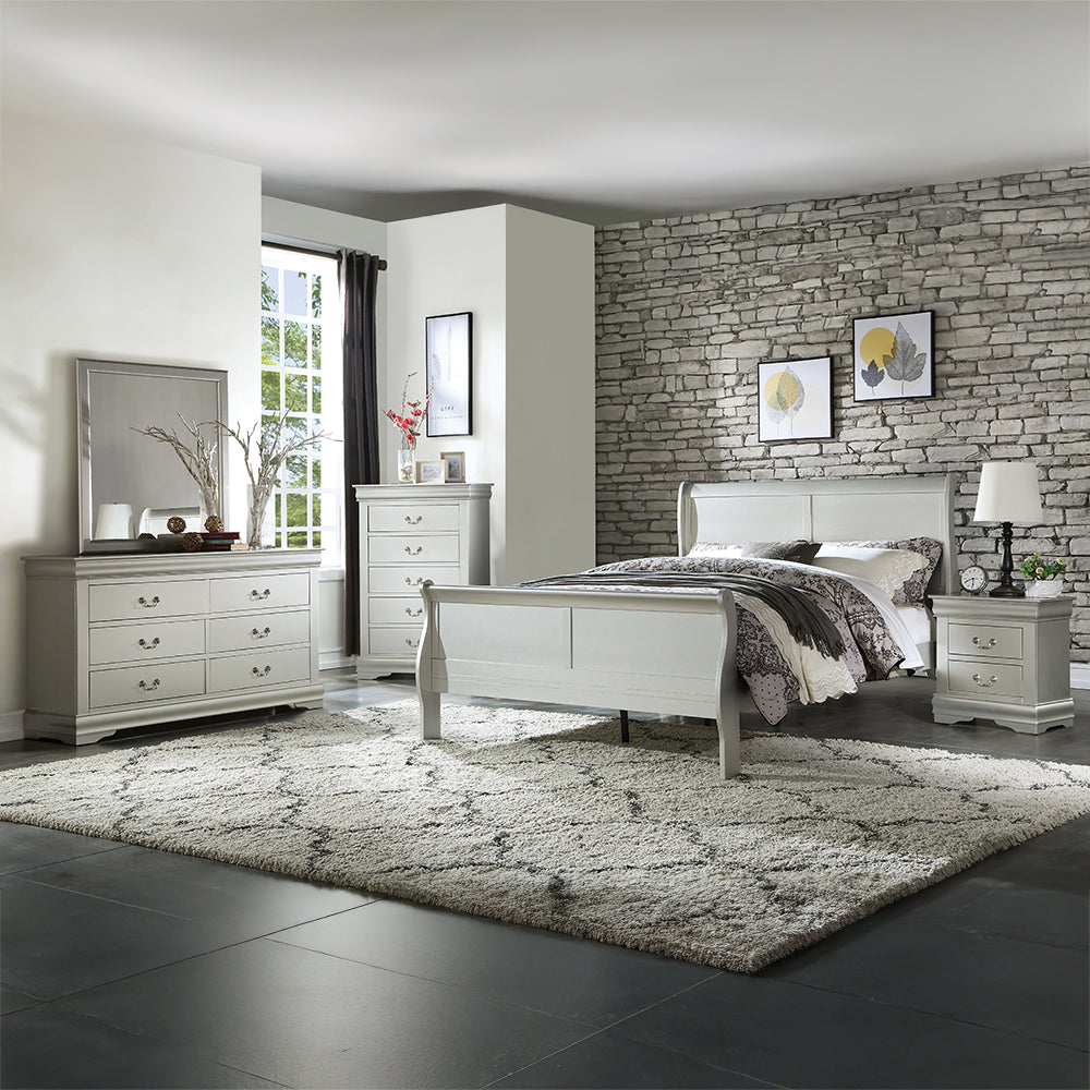 Louis Philippe Twin Bed in Platinum