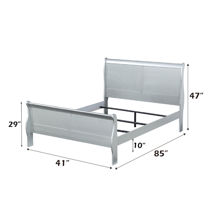 Louis Philippe Twin Bed in Platinum - dimensions