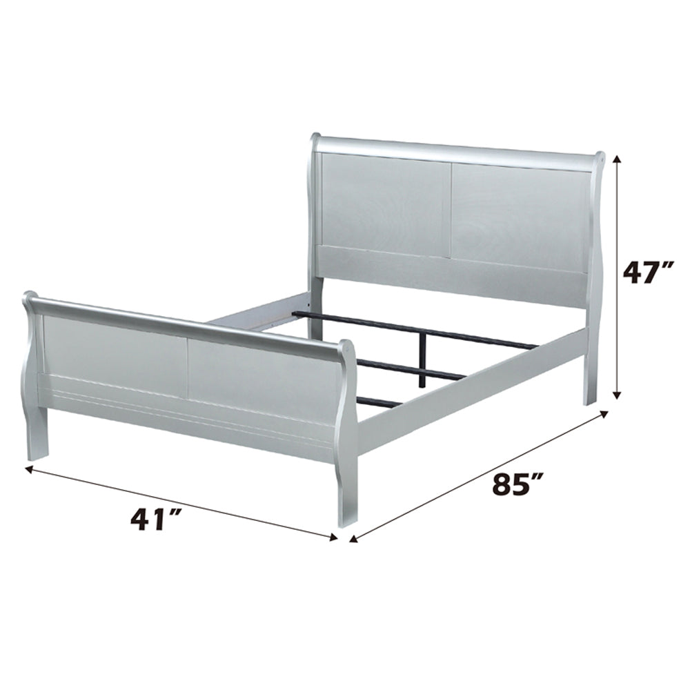 Louis Philippe Twin Bed in Platinum - dimensions