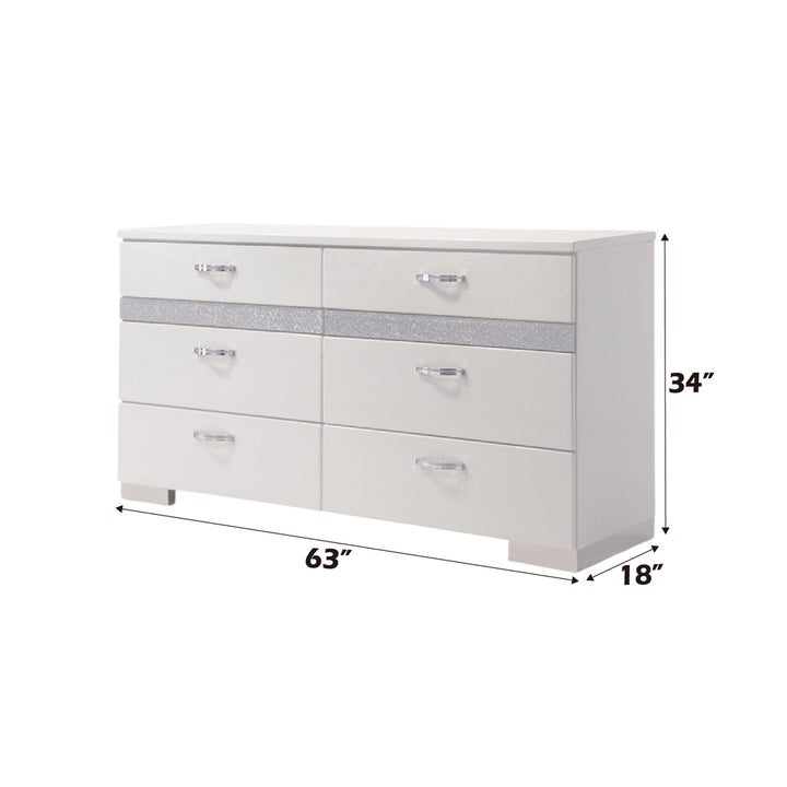 Naima II Dresser in White High Gloss - dimensions