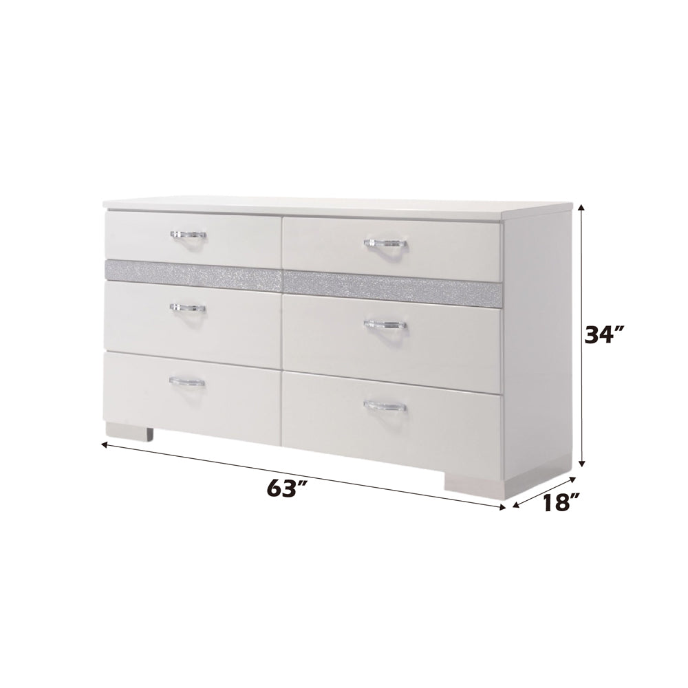 Naima II Dresser in White High Gloss - dimensions