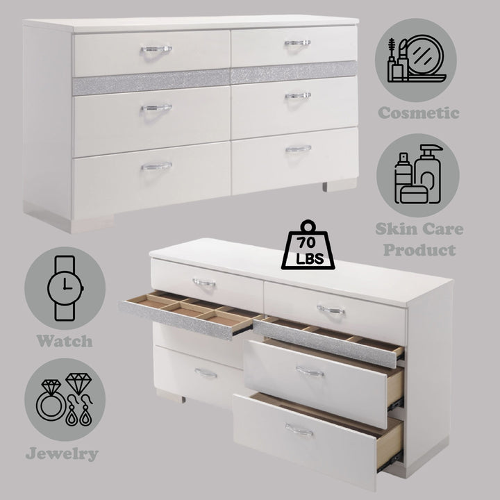 Naima II Dresser in White High Gloss - features
