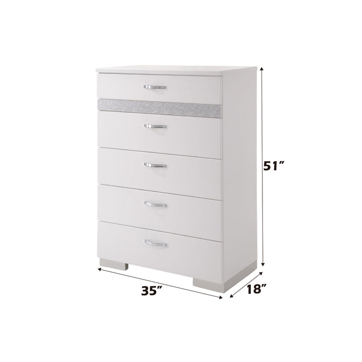 Naima II Chest in White High Gloss - dimensions
