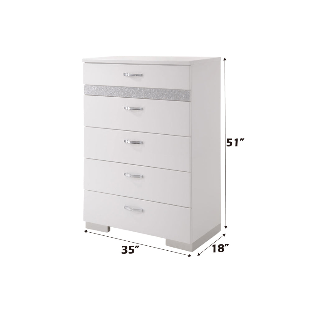 Naima II Chest in White High Gloss - dimensions