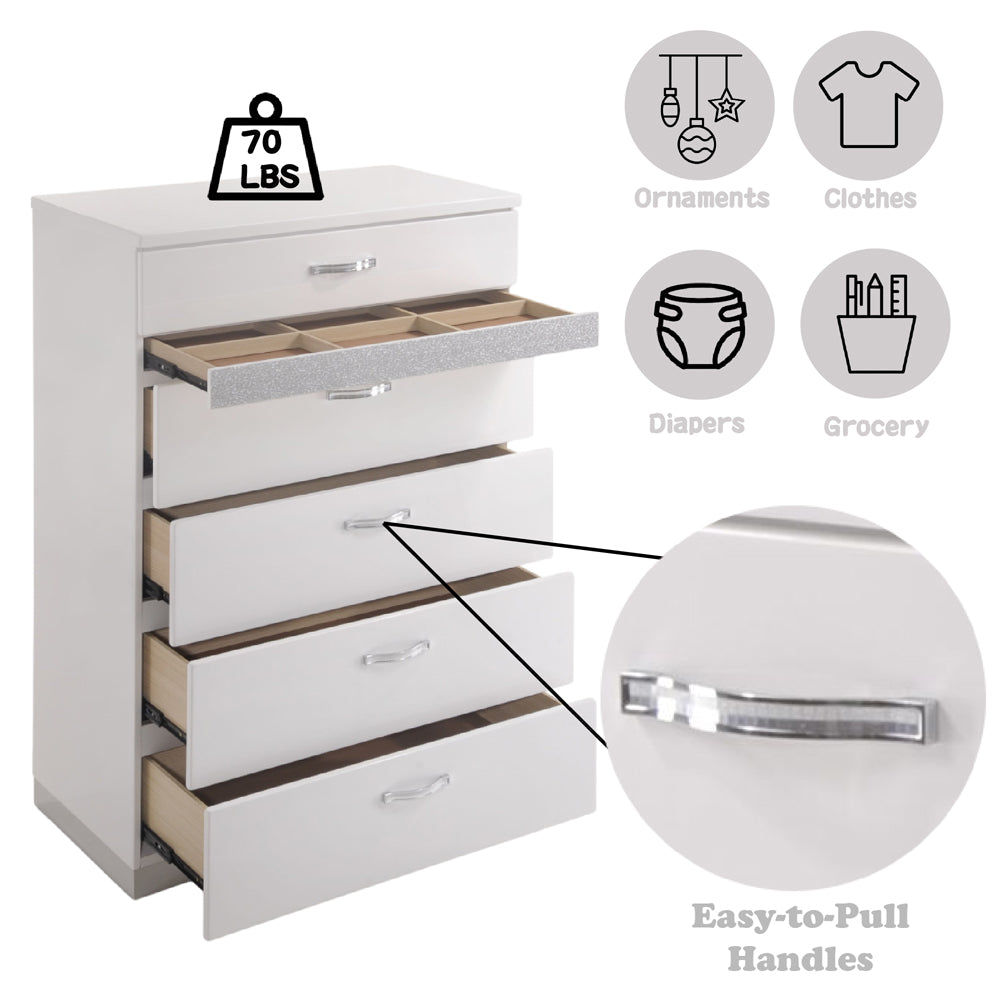 Naima II Chest in White High Gloss - features