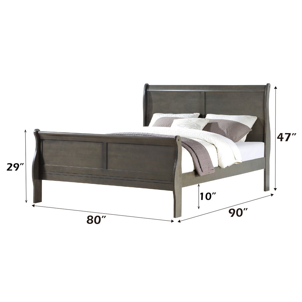 Louis Philippe EK Bed in Dark Gray - dimensions