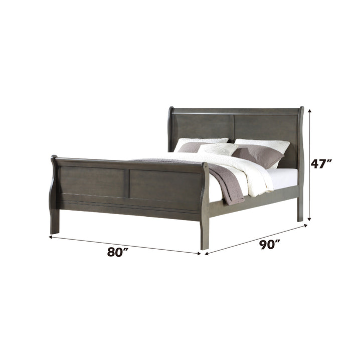 Louis Philippe EK Bed in Dark Gray - dimensions
