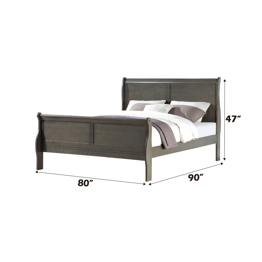 Louis Philippe EK Bed in Dark Gray - dimensions