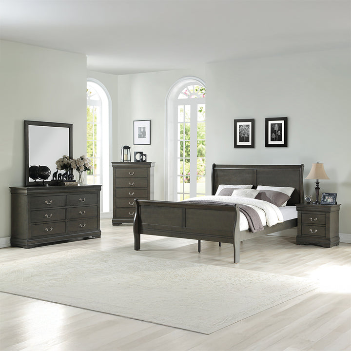Louis Philippe EK Bed in Dark Gray - lifestyle