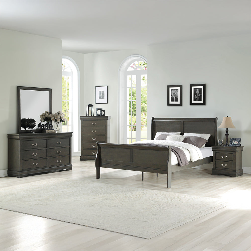 Louis Philippe EK Bed in Dark Gray - lifestyle