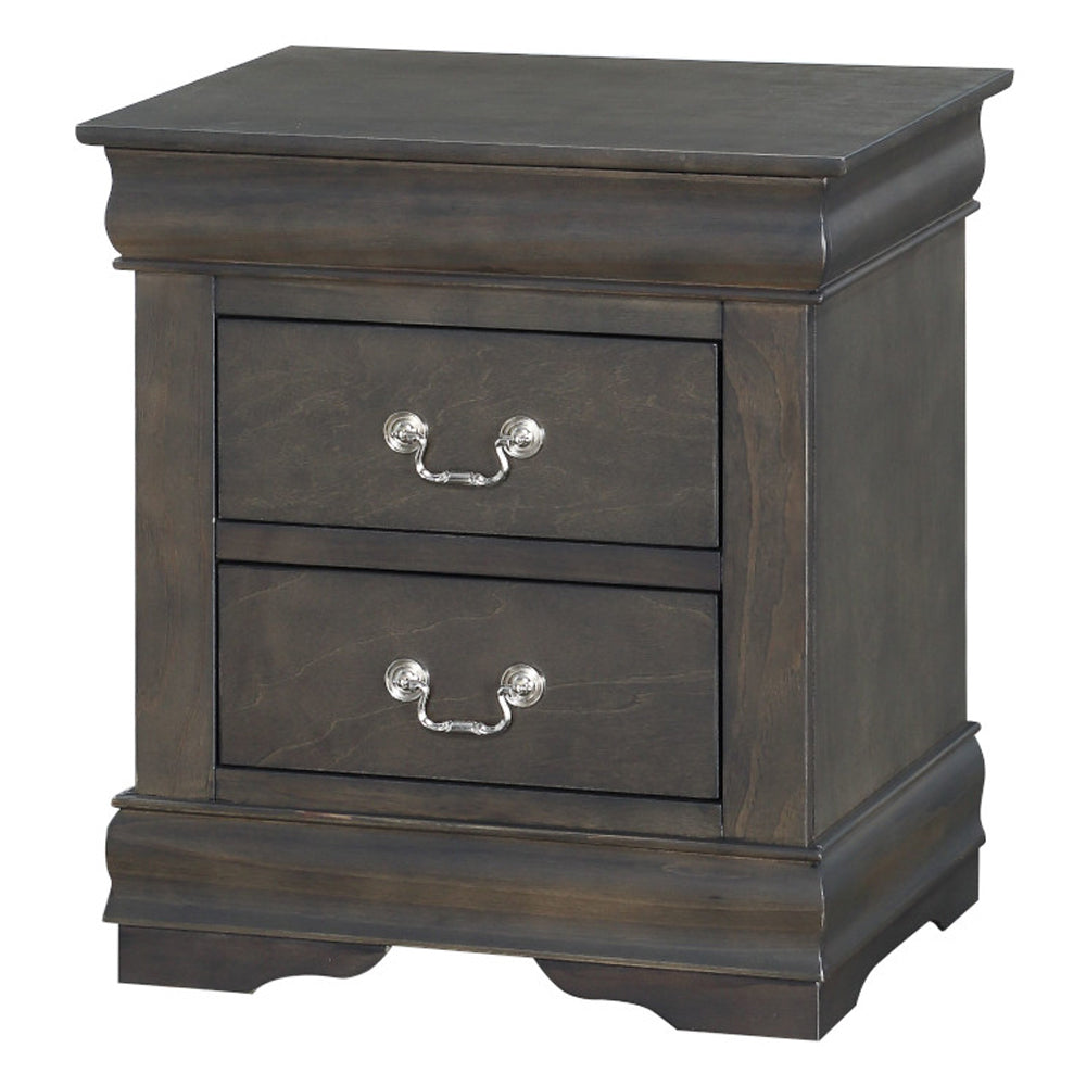 Louis Philippe Nightstand in Dark Gray Finish