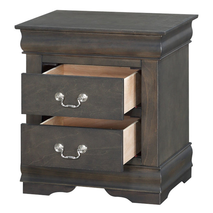 Louis Philippe Nightstand in Dark Gray Finish