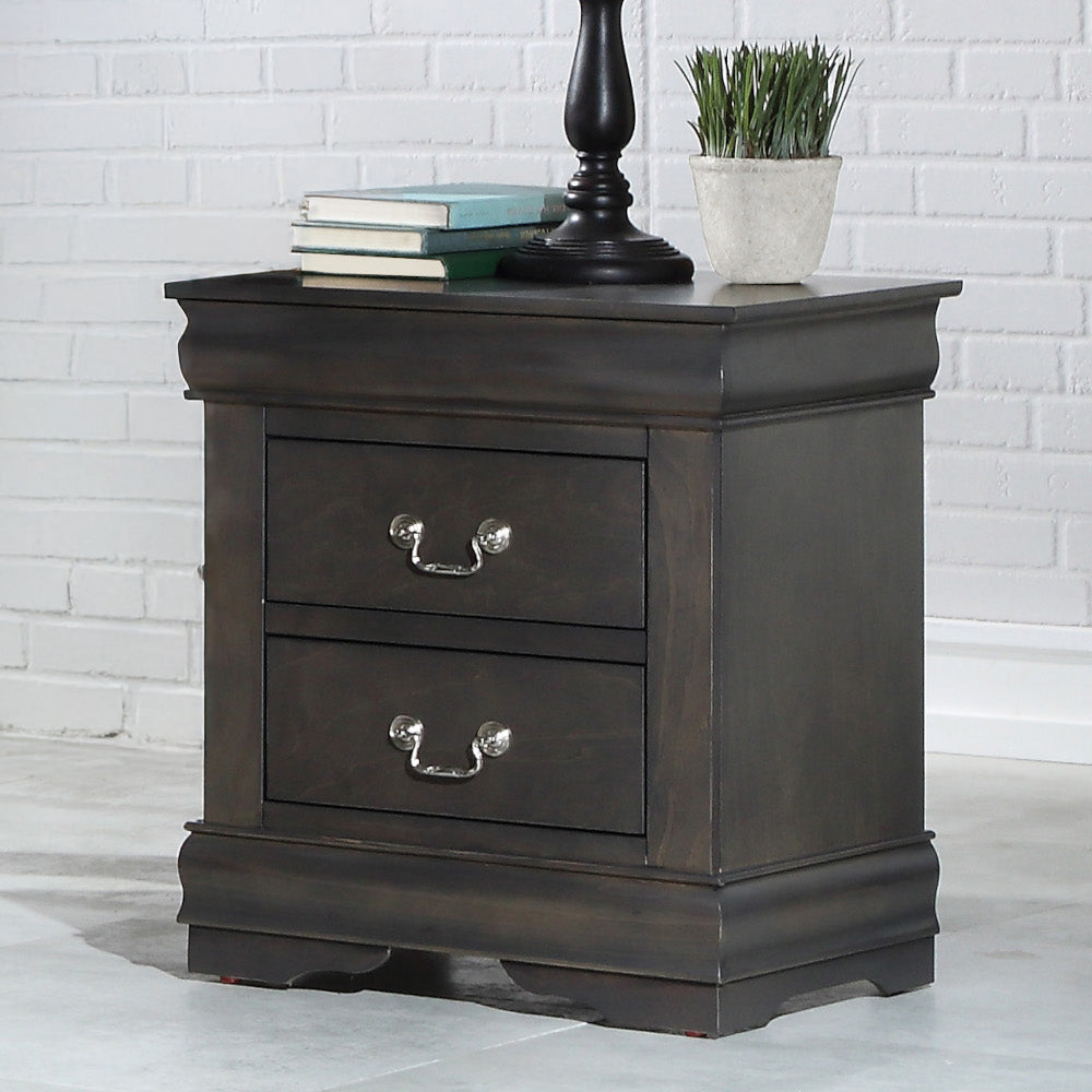 Louis Philippe Nightstand in Dark Gray Finish