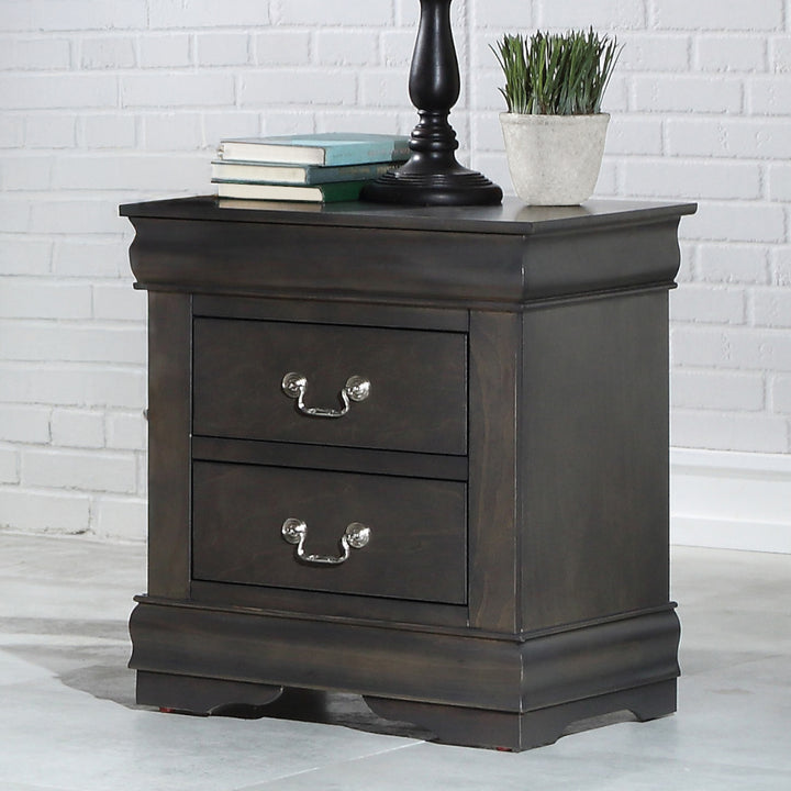 Louis Philippe Nightstand in Dark Gray Finish