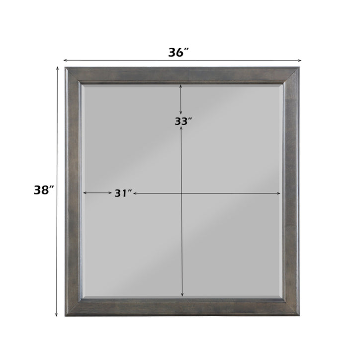 Louis Philippe Mirror in Dark Gray Finish - dimensions