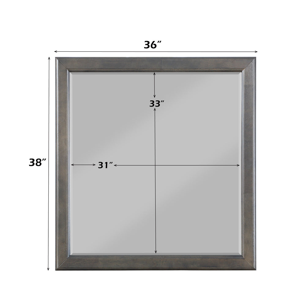 Louis Philippe Mirror in Dark Gray Finish - dimensions