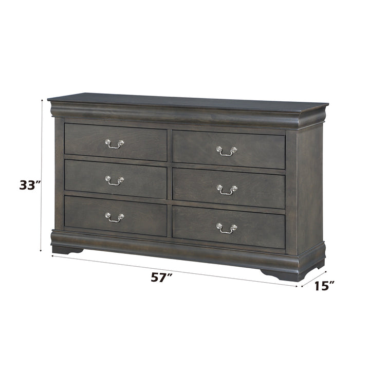 Louis Philippe Dresser in Dark Gray - dimensions