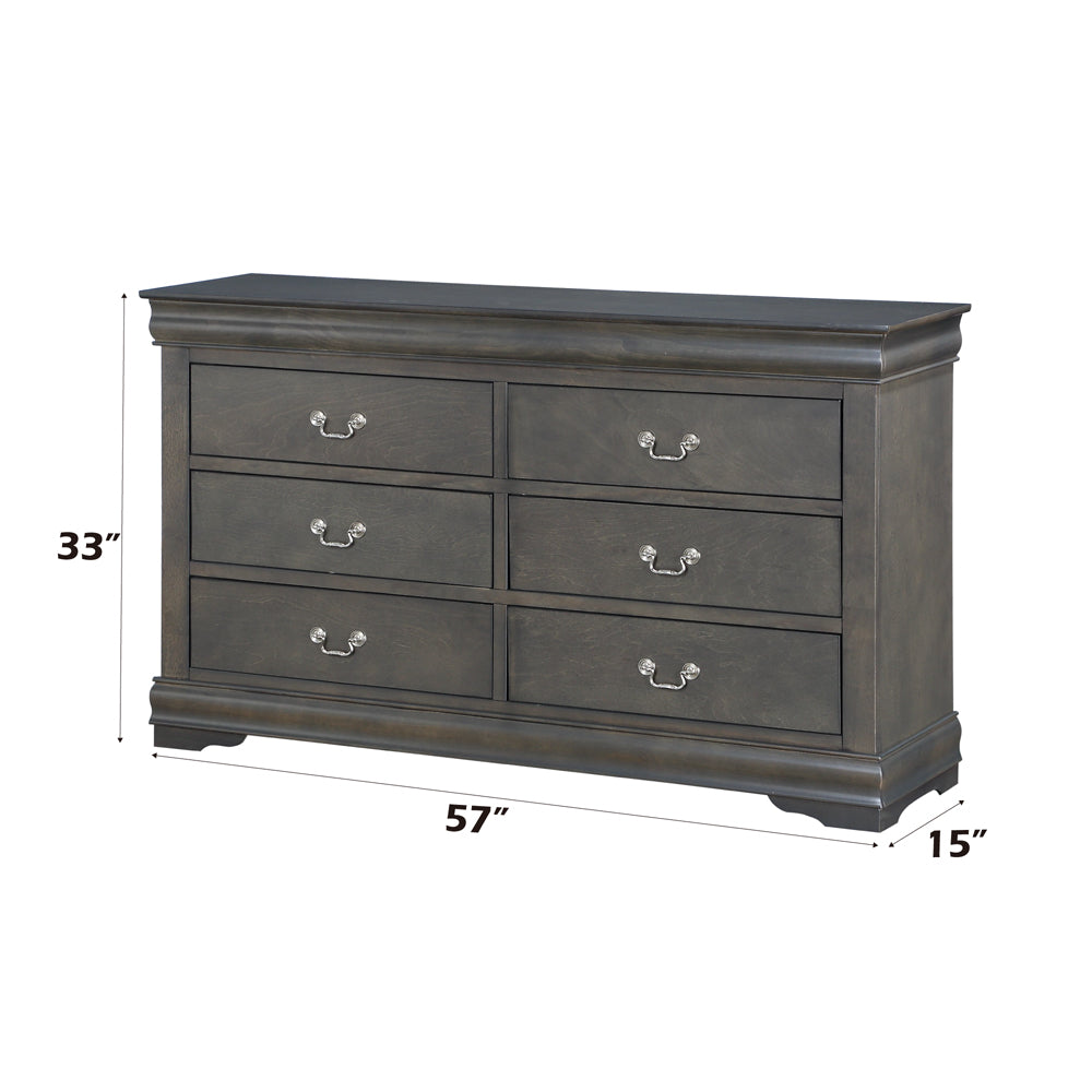 Louis Philippe Dresser in Dark Gray - dimensions