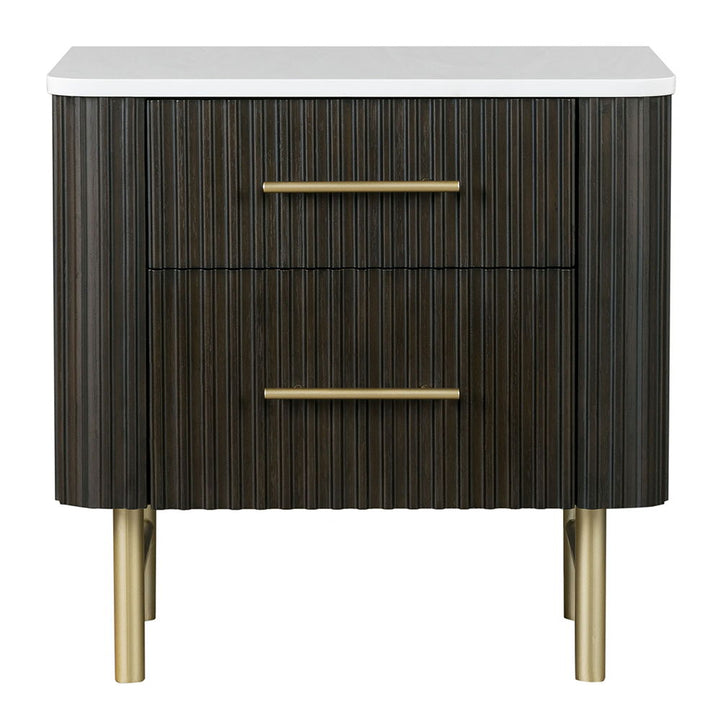 Clayten - Nightstand - Marble Top & Espresso