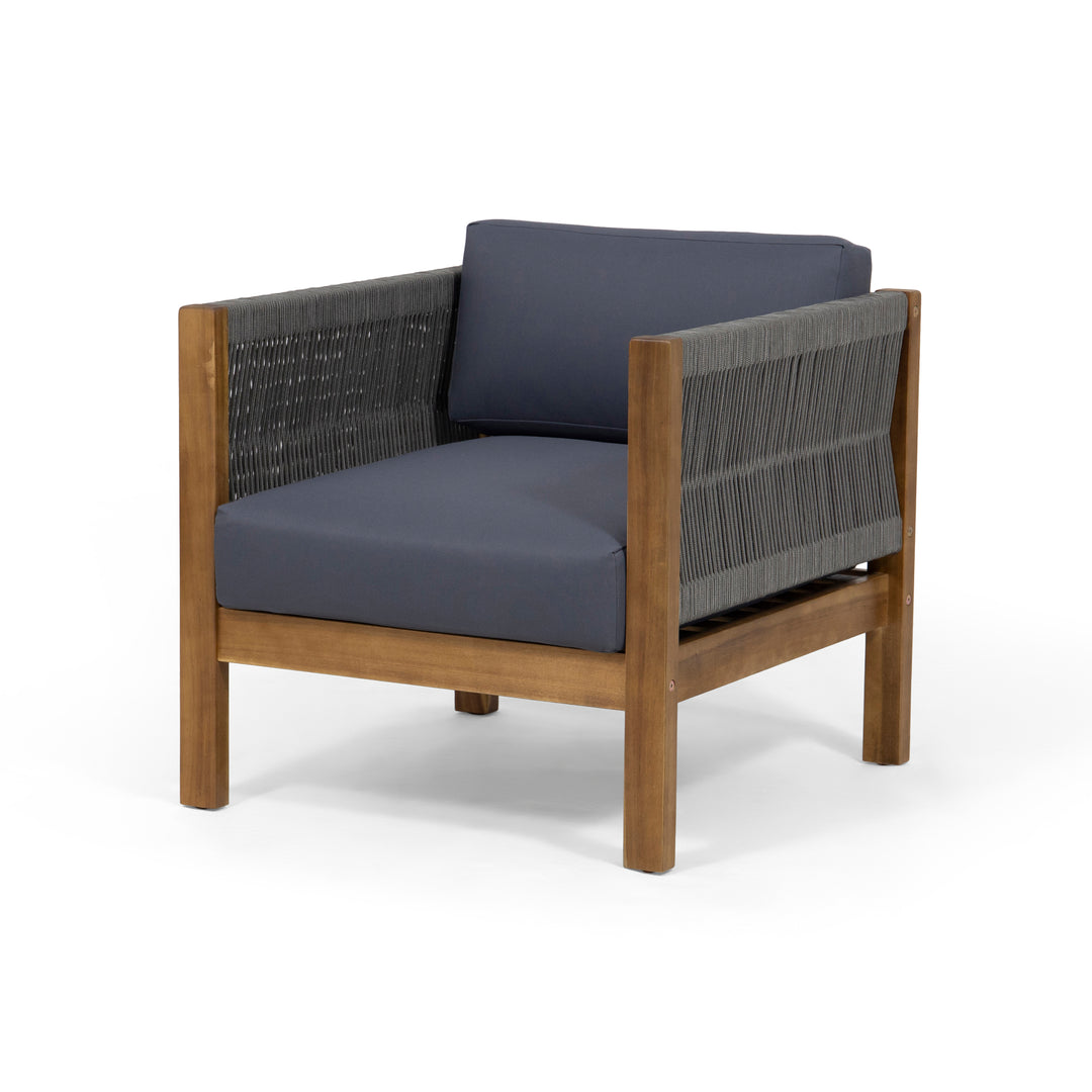 Rope Weave Acacia Outdoor Club Chair – Dark Grey
