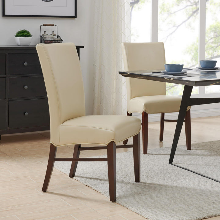 Milton Bonded Leather Dining Side Chair - Cream - view 3