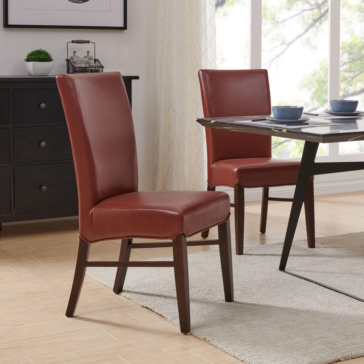 Milton Bonded Leather Dining Side Chair - Pomegranate - view 3